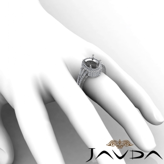Diamond Engagement Ring Oval Semi Mount 14k Gold White Halo Pave Setting 2.5Ct