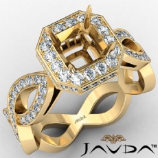 Asscher Cut Diamond Engagement Ring Pave Set 14k Gold Yellow Wedding Band  (1.3Ct. tw.)