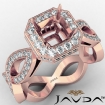 Asscher Cut Diamond Engagement Ring Pave Set 18k Rose Gold Wedding Band 1.3Ct - javda.com 