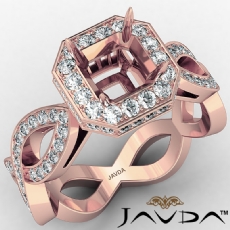 Asscher Cut Diamond Engagement Ring Pave Set 14k Rose Gold Wedding Band  (1.3Ct. tw.)