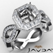 Asscher Cut Diamond Engagement Ring Pave Set Platinum 950 Wedding Band 1.3Ct - javda.com 