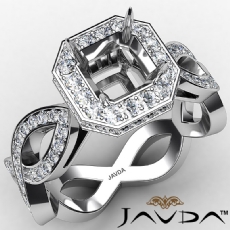 Asscher Cut Diamond Engagement Ring Pave Set 14K White Gold Wedding Band 1.3Ct
