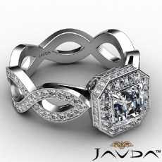 Crown Halo Pave Twisted Shank diamond Ring Platinum 950