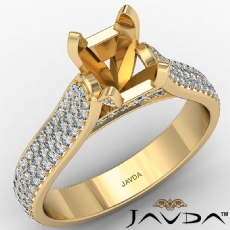 Halo Pave Set Diamond Engagement Cushion Semi Mount Ring 14k Gold Yellow  (1.45Ct. tw.)