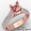 Halo Pave Set Diamond Engagement Cushion Semi Mount Ring 14k Rose Gold 1.45Ct - javda.com 