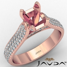 Halo Pave Set Diamond Engagement Cushion Semi Mount Ring 14k Rose Gold  (1.45Ct. tw.)