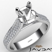 Halo Pave Set Diamond Engagement Cushion Semi Mount Ring Platinum 950 1.45Ct - javda.com 