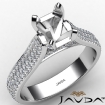 Halo Pave Set Diamond Engagement Cushion Semi Mount Ring 18k White Gold 1.45Ct - javda.com 