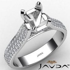 Halo Pave Set Diamond Engagement Cushion Semi Mount Ring 14K White Gold 1.45Ctw