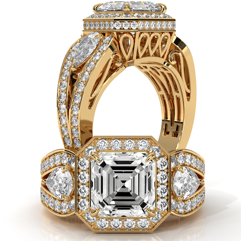  diamond Ring 18k Gold Yellow