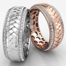 Braided Pattern Diamond Eternity Mens Wedding Band 14k Rose Gold  (1Ct. tw.)