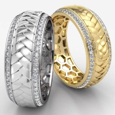 Braided Pattern Diamond Eternity Mens Wedding Band 18k Gold Yellow  (1Ct. tw.)