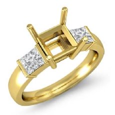 Princess Diamond 3 Stone Engagement Ring Semi Mount 14k Gold Yellow  (0.6Ct. tw.)