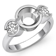 Round Diamond 3 Stone Engagement Ring Bezel Semi Mount 14k Gold 0.6CT