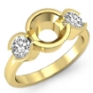 Round Diamond 3 Stone Engagement Ring Bezel Semi Mount 14k Yellow Gold 0.6Ct - javda.com 