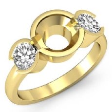 Round Diamond 3 Stone Engagement Ring Bezel Semi Mount 14k Gold Yellow  (0.6Ct. tw.)