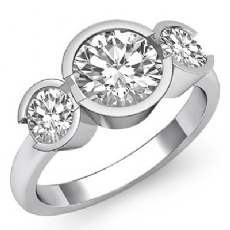Classic 3 Stone Bezel Set diamond Ring 14k Gold White