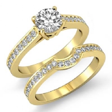 Basket 4 Prong Bridal Set diamond Ring 18k Gold Yellow