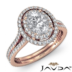 Double Halo Petite Pave Set diamond Ring 18k Rose Gold