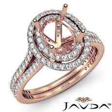 Diamond Vintage Engagement Halo Setting Ring Oval 14k Rose Gold (1.5Ct. tw.)