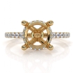 Hidden Halo U Pave Round Semi Mount Diamond Engagement Ring 18k Yellow Gold 0.47Ct - javda.com 
