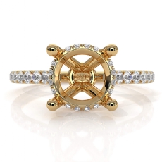 Hidden Halo U Pave Round Semi Mount Diamond Engagement Ring 18k Gold Yellow  (0.47Ct. tw.)