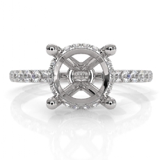 Hidden Halo U Pave Round Semi Mount Diamond Engagement Ring 14k Gold 0.47Ct