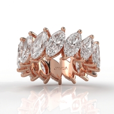 Shared Prong Women Wedding Band Marquise Lab Grown Diamond 14k Rose Gold  (8.4Ct. tw.)