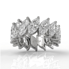 Shared Prong Women Wedding Band Marquise Lab Grown Diamond 14k White Gold 8.4ctw.