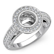 2CT Diamond Vintage Engagement Halo Setting Ring Round Semi Mount 14K White Gold