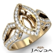 Marquise Semi Mount Diamond Engagement Ring 14k Yellow Gold Halo Setting 1.42Ct - javda.com 