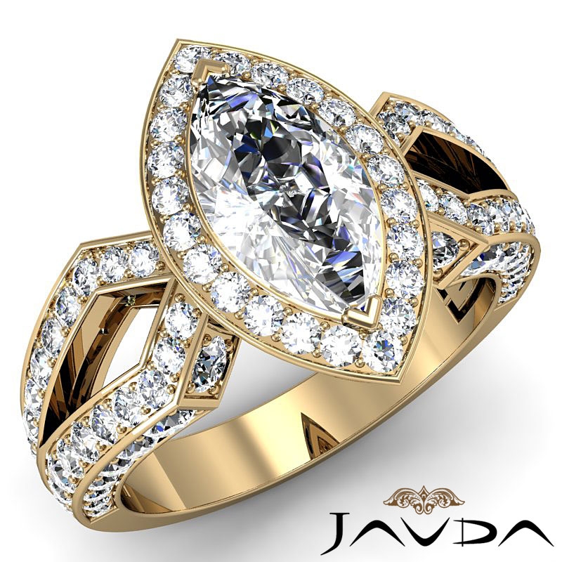 Split Shank Halo Micropave Set diamond Hot Deals 14k Gold Yellow