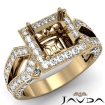Halo Setting Diamond Engagement Ring Princess Semi Mount 14k Yellow Gold 1.38Ct - javda.com 