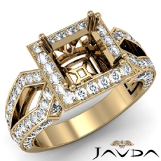 Halo Setting Diamond Engagement Ring Princess Semi Mount 14k Gold Yellow  (1.38Ct. tw.)