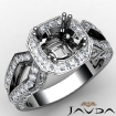 Round Cut Diamond Engagement Ring Semi Mount Platinum 950 Halo Setting 1.45Ct - javda.com 