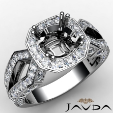 Round Cut Diamond Engagement Ring Semi Mount 14k White Gold Halo Setting 1.45Ct