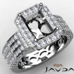 Emerald Semi Mount 3 Row Diamond Engagement Ring 14k White Gold Halo Set 1.38Ct - javda.com 