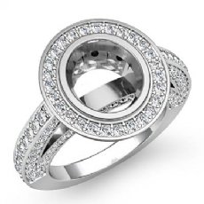 2CT Halo Setting Diamond Vintage Engagement Oval Semi Mount Ring 14K White Gold