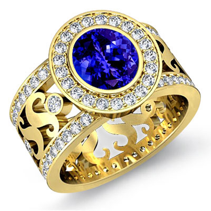  Oval diamond  Ring in 14k Gold Yellow