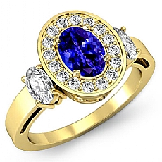 Filigree Halo Three Stone diamond Ring 18k Gold Yellow