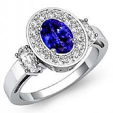 Filigree Halo Three Stone diamond Ring 14k Gold White