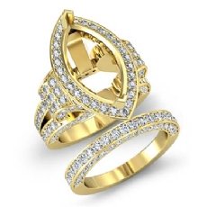 Diamond Engagement Ring Marquise Bridal Sets 14k Gold Yellow Halo Setting (4Ct. tw.)