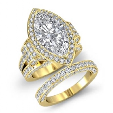 Circa Halo Vintage Bridal Set diamond Ring 14k Gold Yellow