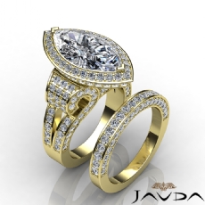 Circa Halo Vintage Bridal Set diamond Ring 14k Gold Yellow