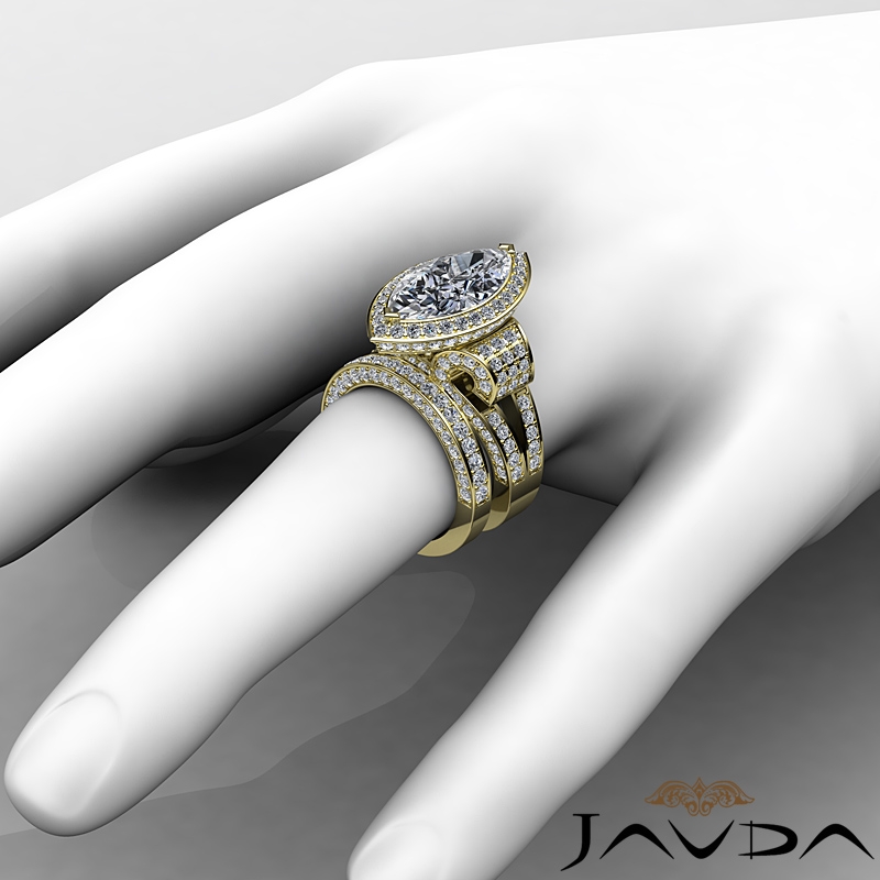 Circa Halo Vintage Bridal Set diamond Ring 14k Gold Yellow