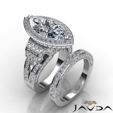 Circa Halo Vintage Bridal Set diamond Ring 14k Gold White