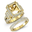 3.6Ct Diamond Engagement Ring Emerald Pave Semi Mount Bridal Set 14k Yellow Gold - javda.com 