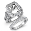 3.6Ct Diamond Engagement Ring Emerald Pave Semi Mount Bridal Set 18k White Gold - javda.com 
