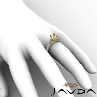 Halo Pave Setting Diamond Engagement Round Semi Mount Ring 14k Gold Yellow 1.45Ct