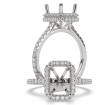 Double Halo French Pave Emerald Semi Mount Engagement Ring 14k White Gold 0.72Ct - javda.com 
